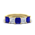 Load image into Gallery viewer, five-stone-sapphire-ring-princess-cut-4-carat-in-yellow-gold-fdwb8008prgsablsleep-4.00ct-nl-yg