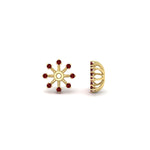Load image into Gallery viewer, floral-halo-ruby-earring-jackets-for-2-carat-studs-in-yellow-gold-fdear894grudrangle4-2.00ct-nl-yg?v=1762512700