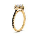 Load image into Gallery viewer, flower-halo-round-black-diamond-engagement-ring-in-yellow-gold-FD10073RORGBLACKANGLE2-NL-YG_c875d45d-0392-49cf-a202-136df5be6110?v=1750409788
