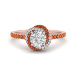 Load image into Gallery viewer, flower-halo-round-orange-sapphire-engagement-ring-in-rose-gold-FD10073RORGSAOR-NL-RG_81673eff-5be3-4f2f-a663-ef3c545c56bb?v=1750409787