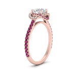 Load image into Gallery viewer, flower-halo-round-pink-sapphire-engagement-ring-in-rose-gold-FD10073RORGSADRPIANGLE2-NL-RG_b270a057-50b0-4b77-b6de-0e7dc1c90cf4?v=1750409788
