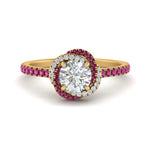 Load image into Gallery viewer, flower-halo-round-pink-sapphire-engagement-ring-in-yellow-gold-FD10073RORGSADRPI-NL-YG_d160900f-627c-47aa-91c0-8b3a81ad06da?v=1750409788