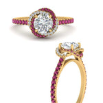 Load image into Gallery viewer, flower-halo-round-pink-sapphire-engagement-ring-in-yellow-gold-FD10073RORGSADRPIANGLE3-NL-YG_9fdf355c-53a6-47d1-b3c1-15f4e02ee5e0?v=1750409788