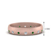 Load image into Gallery viewer, flush-set-diamond-wedding-band-with-emerald-in-14K-rose-gold-FDM122266BGEMGR-NL-RG-HW.jpg