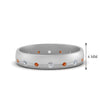 Load image into Gallery viewer, flush-set-diamond-wedding-band-with-orange-sapphire-in-14K-white-gold-FDM122266BGSAOR-NL-WG-HW.jpg