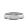 Load image into Gallery viewer, flush-set-diamond-wedding-band-with-orange-sapphire-in-14K-white-gold-FDM122266BGSAOR-NL-WG.jpg