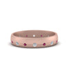 Load image into Gallery viewer, flush-set-diamond-wedding-band-with-pink-sapphire-in-14K-rose-gold-FDM122266BGSADRPI-NL-RG.jpg