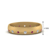 Load image into Gallery viewer, flush-set-diamond-wedding-band-with-pink-sapphire-in-14K-yellow-gold-FDM122266BGSADRPI-NL-YG-HW.jpg