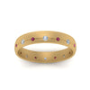 Load image into Gallery viewer, flush-set-diamond-wedding-band-with-pink-sapphire-in-14K-yellow-gold-FDM122266BGSADRPIANGLE5-NL-YG.jpg