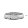 Load image into Gallery viewer, flush-set-diamond-wedding-band-with-ruby-in-14K-white-gold-FDM122266BGRUDR-NL-WG-HW.jpg