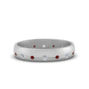 Load image into Gallery viewer, flush-set-diamond-wedding-band-with-ruby-in-14K-white-gold-FDM122266BGRUDR-NL-WG.jpg