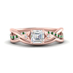 Load image into Gallery viewer, french-pave-asscher-contour-emerald-wedding-band-in-rose-gold-FD9986B1ASGEMGR-NL-RG