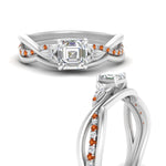 Load image into Gallery viewer, french-pave-asscher-contour-orange-sapphire-wedding-band-in-white-gold-FD9986B1ASGSAOR-NL-WG