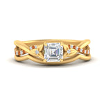 Load image into Gallery viewer, french-pave-asscher-contour-orange-sapphire-wedding-band-in-yellow-gold-FD9986B1ASGSAOR-NL-YG