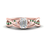 Load image into Gallery viewer, french-pave-emerald-cut-contour-emerald-wedding-band-in-rose-gold-FD9986B1EMGEMGR-NL-RG