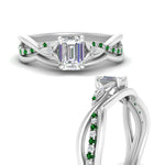 Load image into Gallery viewer, french-pave-emerald-cut-contour-emerald-wedding-band-in-white-gold-FD9986B1EMGEMGR-NL-WG