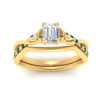 Load image into Gallery viewer, french-pave-emerald-cut-contour-emerald-wedding-band-in-yellow-gold-FD9986B1EMGEMGR-NL-YG