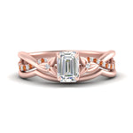Load image into Gallery viewer, french-pave-emerald-cut-contour-orange-sapphire-wedding-band-in-rose-gold-FD9986B1EMGSAOR-NL-RG