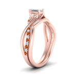 Load image into Gallery viewer, french-pave-emerald-cut-contour-orange-sapphire-wedding-band-in-rose-gold-FD9986B1EMGSAOR-NL-RG