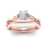 Load image into Gallery viewer, french-pave-emerald-cut-contour-orange-sapphire-wedding-band-in-rose-gold-FD9986B1EMGSAOR-NL-RG