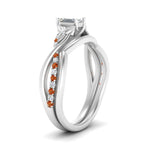 Load image into Gallery viewer, french-pave-emerald-cut-contour-orange-sapphire-wedding-band-in-white-gold-FD9986B1EMGSAOR-NL-WG