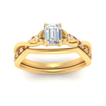 Load image into Gallery viewer, french-pave-emerald-cut-contour-orange-sapphire-wedding-band-in-yellow-gold-FD9986B1EMGSAOR-NL-YG