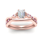 Load image into Gallery viewer, french-pave-emerald-cut-contour-pink-sapphire-wedding-band-in-rose-gold-FD9986B1EMGSADRPI-NL-RG