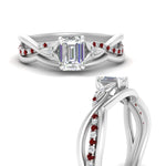 Load image into Gallery viewer, french-pave-emerald-cut-contour-ruby-wedding-band-in-white-gold-FD9986B1EMGRUDR-NL-WG