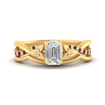 Load image into Gallery viewer, french-pave-emerald-cut-contour-ruby-wedding-band-in-yellow-gold-FD9986B1EMGRUDR-NL-YG