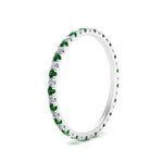 Load image into Gallery viewer, french-pave-full-eternity-diamond-band-with-emerald-in-white-gold-FD9168BGEMGRANGLE2-NL-WG