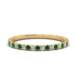 Load image into Gallery viewer, french-pave-full-eternity-diamond-band-with-emerald-in-yellow-gold-FD9168BGEMGR-NL-YG