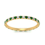Load image into Gallery viewer, french-pave-full-eternity-diamond-band-with-emerald-in-yellow-gold-FD9168BGEMGRANGLE5-NL-YG