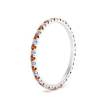 Load image into Gallery viewer, french-pave-full-eternity-diamond-band-with-orange-sapphire-in-white-gold-FD9168BGSAORANGLE2-NL-WG