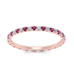 Load image into Gallery viewer, french-pave-full-eternity-diamond-band-with-pink-sapphire-in-rose-gold-FD9168BGSADRPIANGLE5-NL-RG