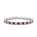 Load image into Gallery viewer, french-pave-full-eternity-diamond-band-with-pink-sapphire-in-white-gold-FD9168BGSADRPI-NL-WG