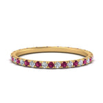 Load image into Gallery viewer, french-pave-full-eternity-diamond-band-with-pink-sapphire-in-yellow-gold-FD9168BGSADRPI-NL-YG
