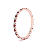 Load image into Gallery viewer, french-pave-full-eternity-diamond-band-with-ruby-in-rose-gold-FD9168BGRUDRANGLE2-NL-RG