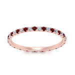 Load image into Gallery viewer, french-pave-full-eternity-diamond-band-with-ruby-in-rose-gold-FD9168BGRUDRANGLE5-NL-RG