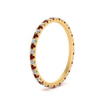 Load image into Gallery viewer, french-pave-full-eternity-diamond-band-with-ruby-in-yellow-gold-FD9168BGRUDRANGLE2-NL-YG