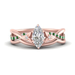 Load image into Gallery viewer, french-pave-marquise-contour-emerald-wedding-band-in-rose-gold-FD9986B1MQGEMGR-NL-RG