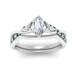 Load image into Gallery viewer, french-pave-marquise-contour-emerald-wedding-band-in-white-gold-FD9986B1MQGEMGRANGLE3-NL-WG