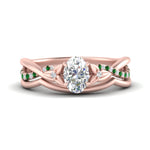 Load image into Gallery viewer, french-pave-oval-contour-emerald-wedding-band-in-rose-gold-FD9986B1OVGEMGR-NL-RG