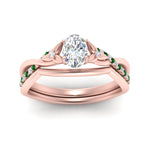 Load image into Gallery viewer, french-pave-oval-contour-emerald-wedding-band-in-rose-gold-FD9986B1OVGEMGR-NL-RG