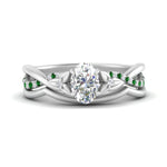 Load image into Gallery viewer, french-pave-oval-contour-emerald-wedding-band-in-white-gold-FD9986B1OVGEMGR-NL-WG