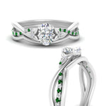 Load image into Gallery viewer, french-pave-oval-contour-emerald-wedding-band-in-white-gold-FD9986B1OVGEMGR-NL-WG