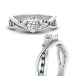 Load image into Gallery viewer, french-pave-oval-contour-emerald-wedding-band-in-white-gold-FD9986B1OVGEMGR-NL-WG