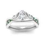 Load image into Gallery viewer, french-pave-oval-contour-emerald-wedding-band-in-white-gold-FD9986B1OVGEMGR-NL-WG