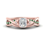 Load image into Gallery viewer, french-pave-radiant-contour-emerald-wedding-band-in-rose-gold-FD9986B1RAGEMGR-NL-RG