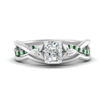 Load image into Gallery viewer, french-pave-radiant-contour-emerald-wedding-band-in-white-gold-FD9986B1RAGEMGR-NL-WG