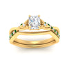 Load image into Gallery viewer, french-pave-radiant-contour-emerald-wedding-band-in-yellow-gold-FD9986B1RAGEMGR-NL-YG